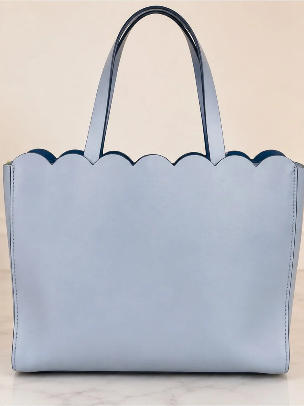 Kate Spade Magnolia Street Mina Scalloped Leather Tote-Blue Dawn